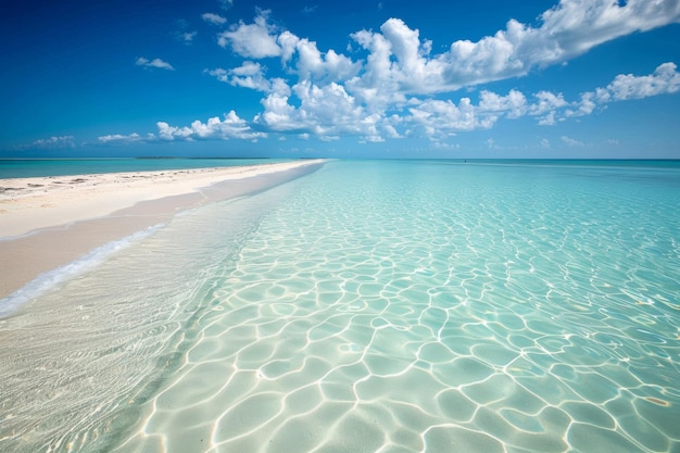 Serene tropical beach with crystal clear water and white sands