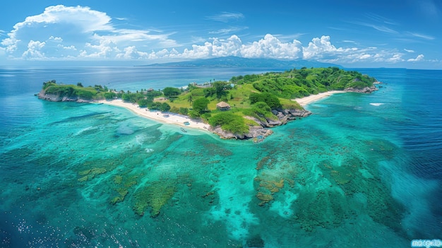 Serene Tropical Paradise Aerial View of Clear Blue Water White Sandy Beaches and Lush Greenery on a Sunny Day Photography with DJI Phantom 4