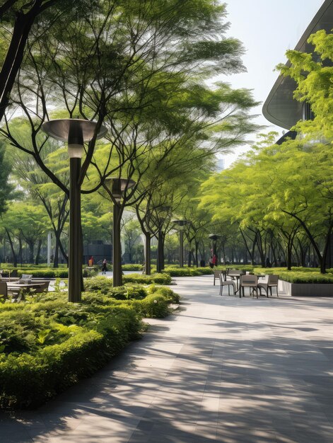 Serene Urban Park Oasis Amidst the City Bustle