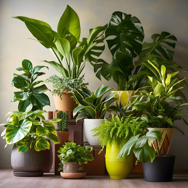 Photo a serene and vibrant array of decorative indoor plants a perfect blend of nature and urban lifestyl