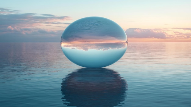 Photo serene water sphere at sunset generative ai