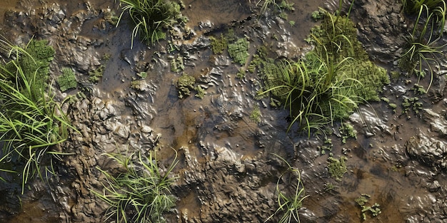 Serene Wetland Haven Wet marshy and boggy soil texture concept