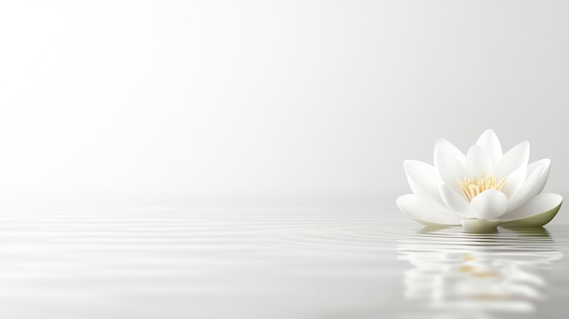 Photo a serene white lotus flower floating gracefully on still water embodying tranquility