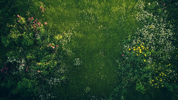 Photo serene wildflower meadow aerial view