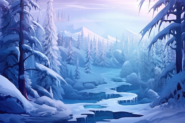 Photo serene winter landscape digital artwork