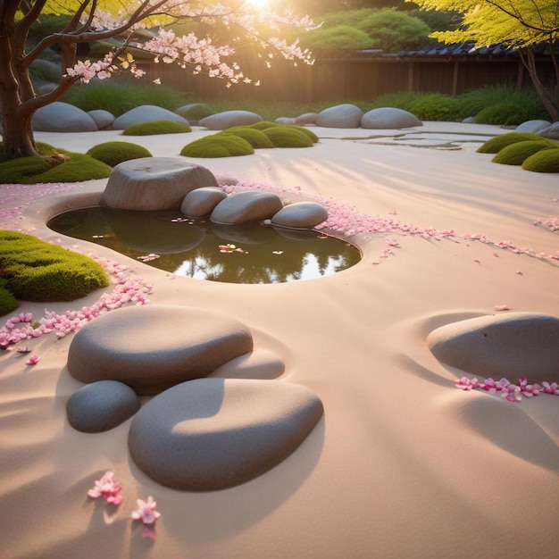 Photo serene zen garden timeless tranquility in natures harmony