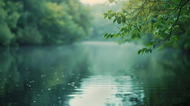 Photo sereni waterscape amidst lush greenery