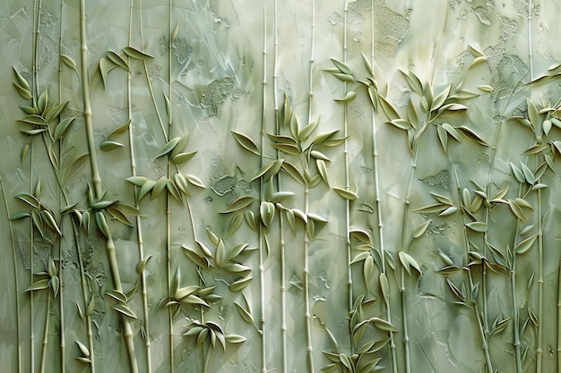 Serenity Bamboo Grove Volumetric stucco molding featuring a serene bamboo grove with tall stalks swaying gently