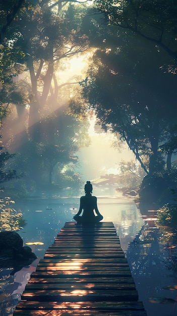 Serenity Found Calming Meditation Scene Generative AI