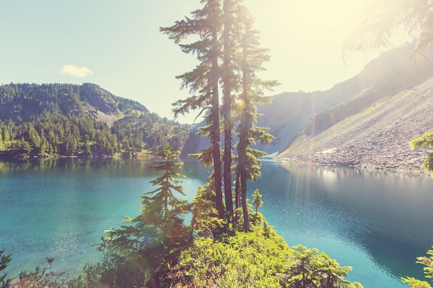 Serenity lake in the mountains