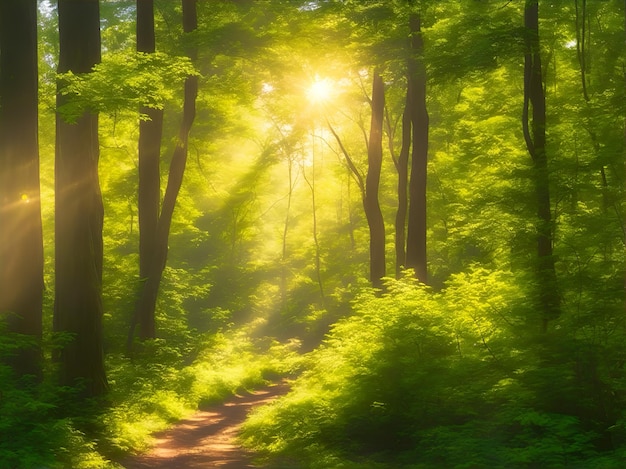 Serenity of a Lush Forest With a Telephoto Lens Conveying the Beauty and Harmony of the Natural Wor