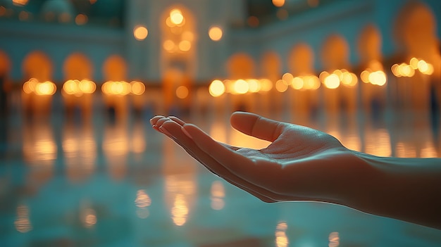 Photo serenity in prayer tranquil mosque interior