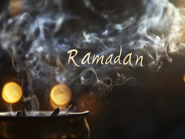 Photo serenity of ramadan graceful incense smoke and soft golden light creating calmness