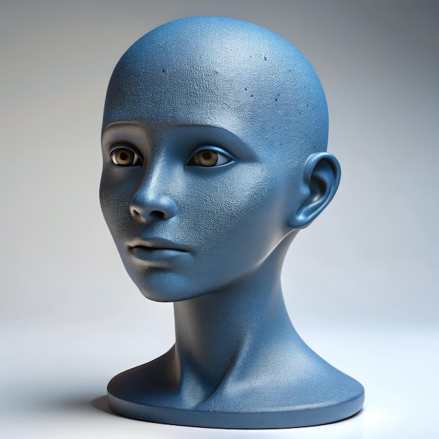 Serenity Within Chaos a Blue Mannequins Head Generative AI