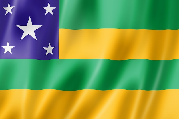 Sergipe state flag, Brazil waving banner collection. 3D illustration