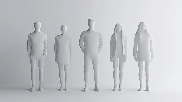 Photo a series of 3d models of men and women standing together