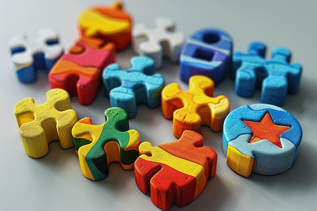 Photo a series of 3d stylized icons representing different autism support services and resources