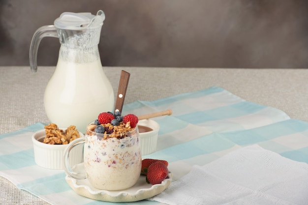 Series about granola berry and greek yogurt suitable for a healthy breakfast snack or dessert