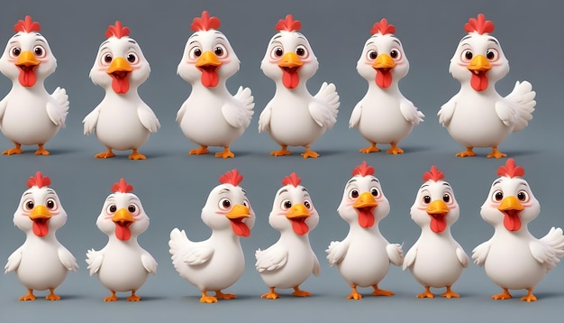 a series of animated ducks with one wearing a red hat