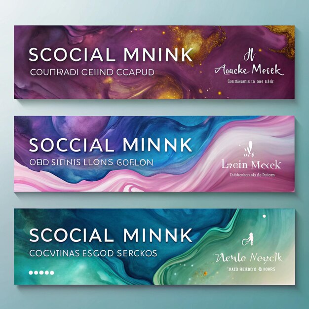 a series of banners with the words social social content on them