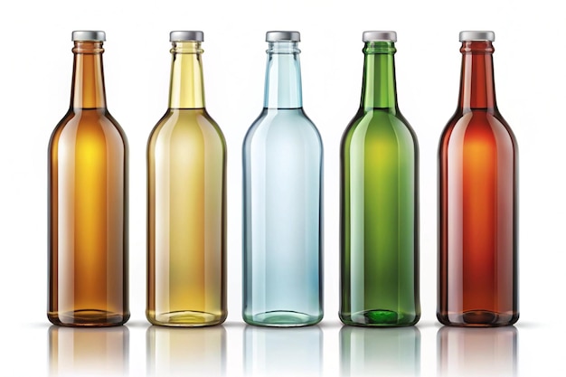 a series of bottles with different colored labels