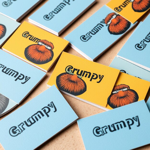 Photo a series of business cards with the name grumpy on them