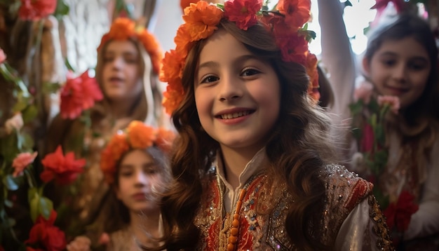 A series of candid shots of children enjoying Nowruz festivities