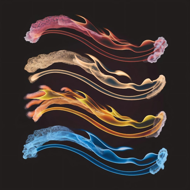 a series of colored smokes with the colors of the spectrum