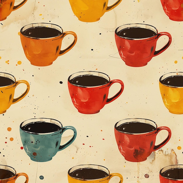 Photo a series of colorful coffee cups with different colors on them