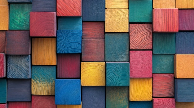 a series of colorful wooden boards with one that says the word on the bottom wooden colorful box