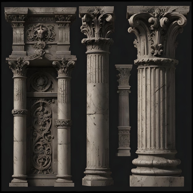 a series of columns with the number 8 on them