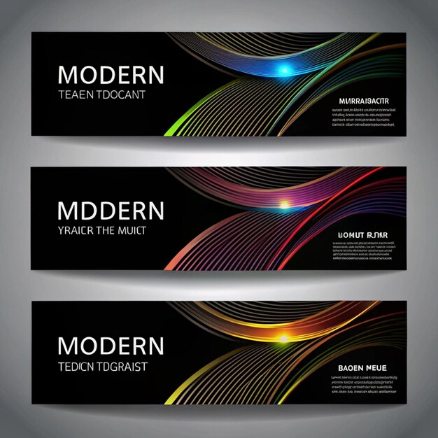 Photo a series of different banners with the word modern