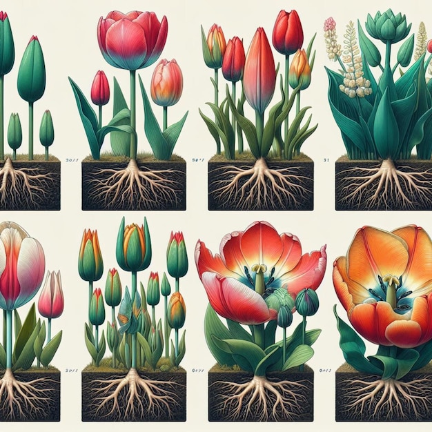 a series of different flowers including tulips tulips and other flowers