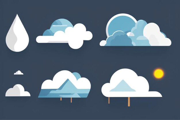 Photo a series of different logos with clouds and mountains