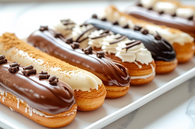 Photo series eclairs each filled different