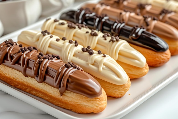 Photo series eclairs each filled different