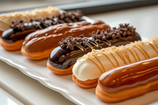 Photo series eclairs each filled different