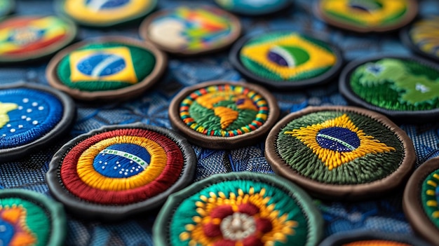 A Series Of Embroidered Patches Featuring background