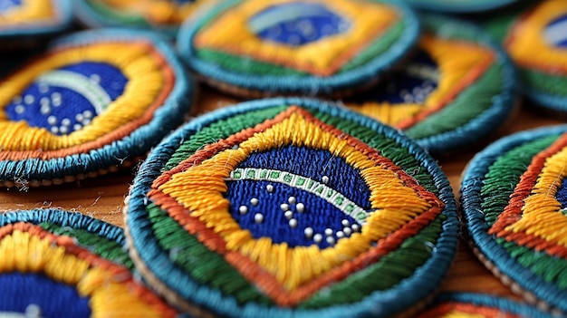 A Series Of Embroidered Patches Featuring background