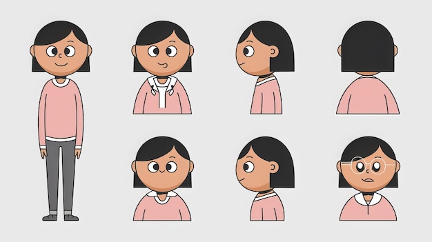 a series of faces of a girl with different expressions