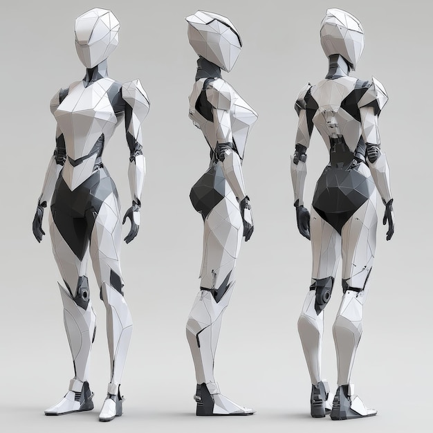 Photo a series of four different models of female robots