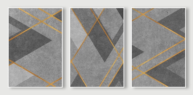 A series of four gray and yellow geometric patterns.