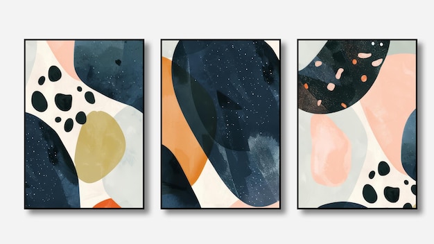 Photo a series of four paintings with different colors and shapes