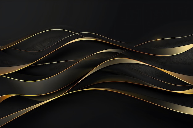 a series of gold lines with a black background