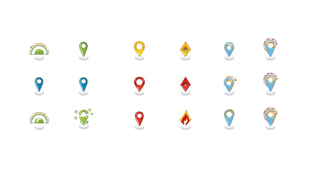 a series of icons including a map of the world