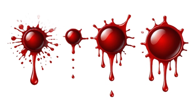 a series of illustrations of red liquid with a blood drop on the bottom