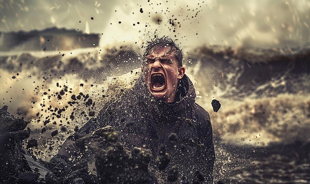 Series of Images Capturing Intense Anger