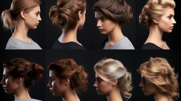 A series of images demonstrating different hair styling