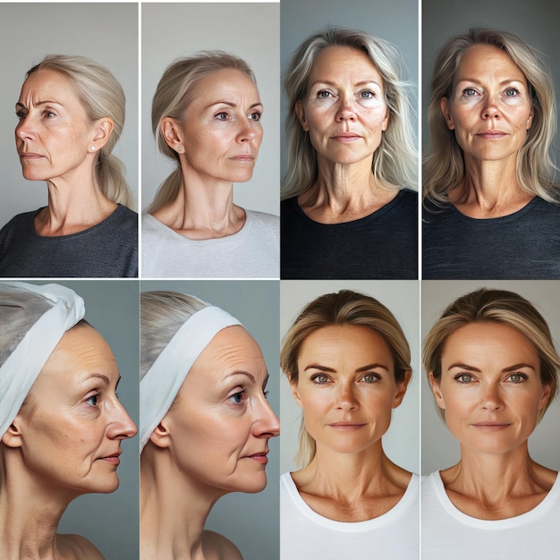 Photo a series of photos of a woman with a white headband on her head