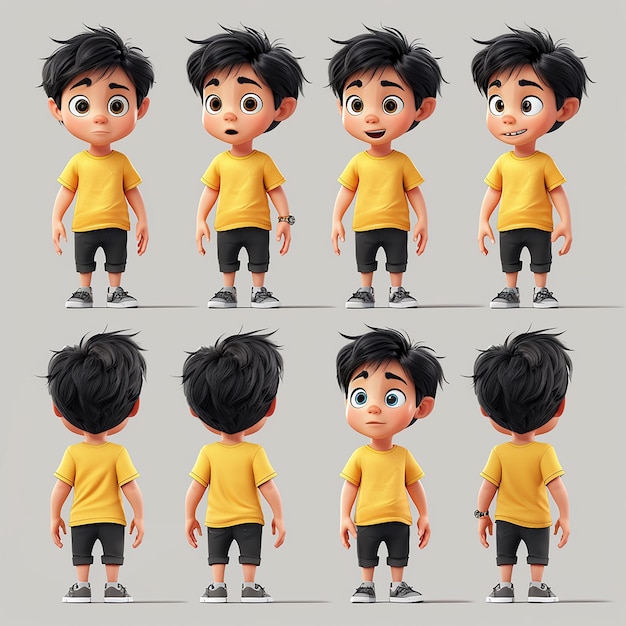 Photo a series of pictures of a boy with a yellow shirt that says quot hes wearing a yellow shirt quot